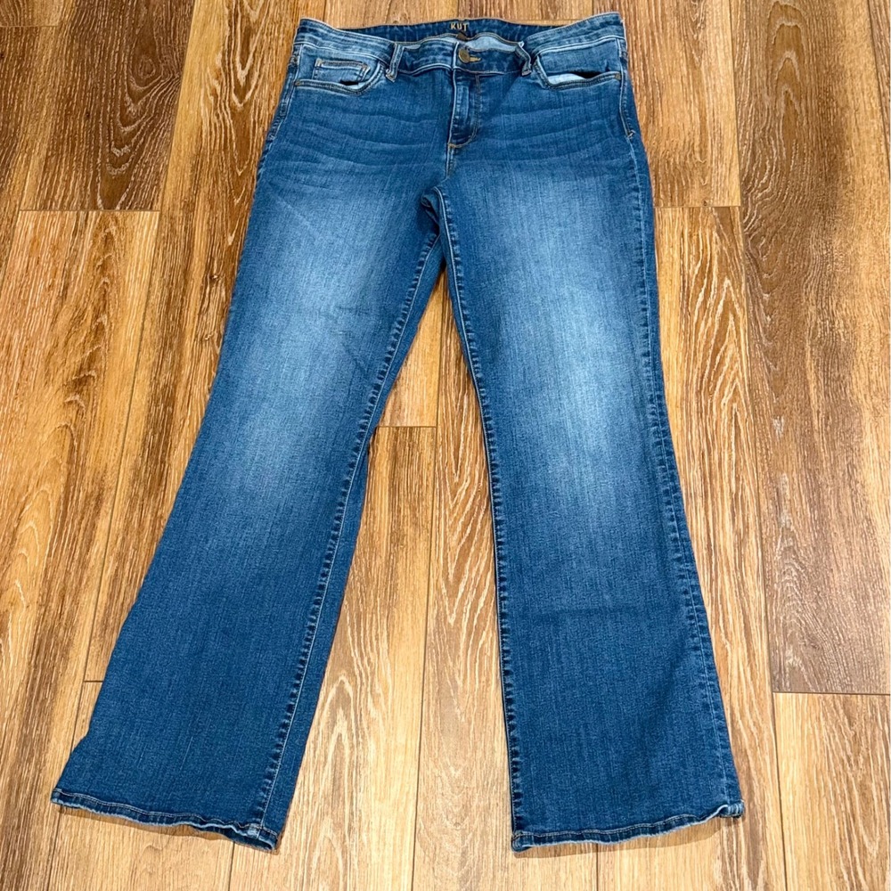 Kut from the Kloth Baby Bootcut Jeans Medium Wash Blue Stretch Denim Size 14